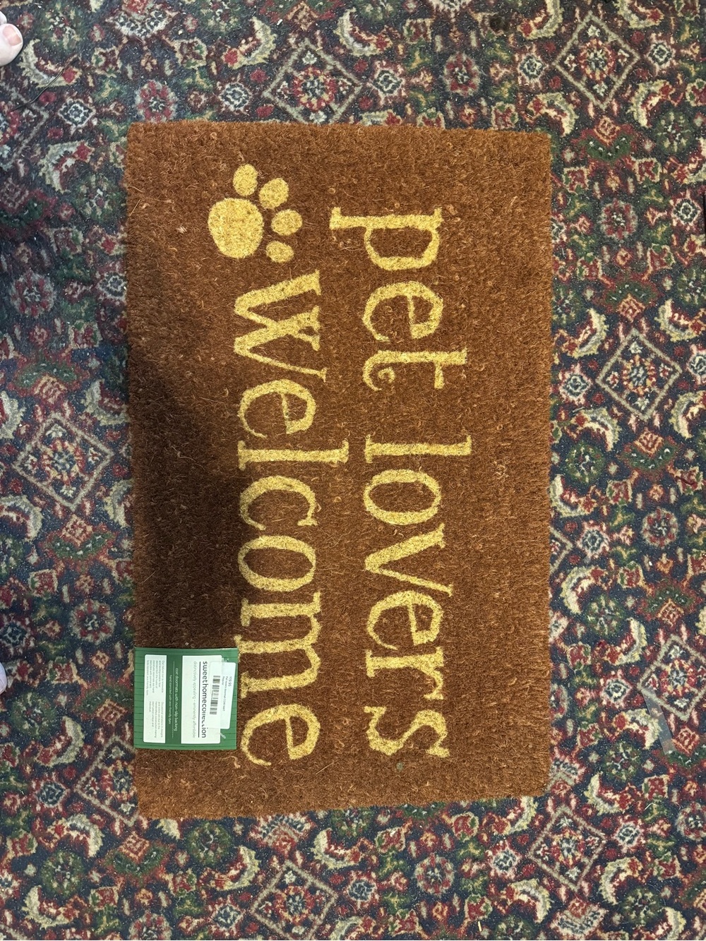 Pet Lovers Welcome Coir Doormat - Brown/Yellow. 28” x 17”. NWT